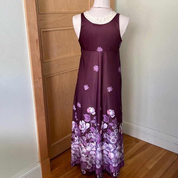 Vintage Giorgie Girl 70’s Long Purple Floral Boho Hippie Dress, Size M - Picture 8 of 16
